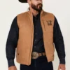 Mens Western Embroidered Concealed Carry Softshell Vest