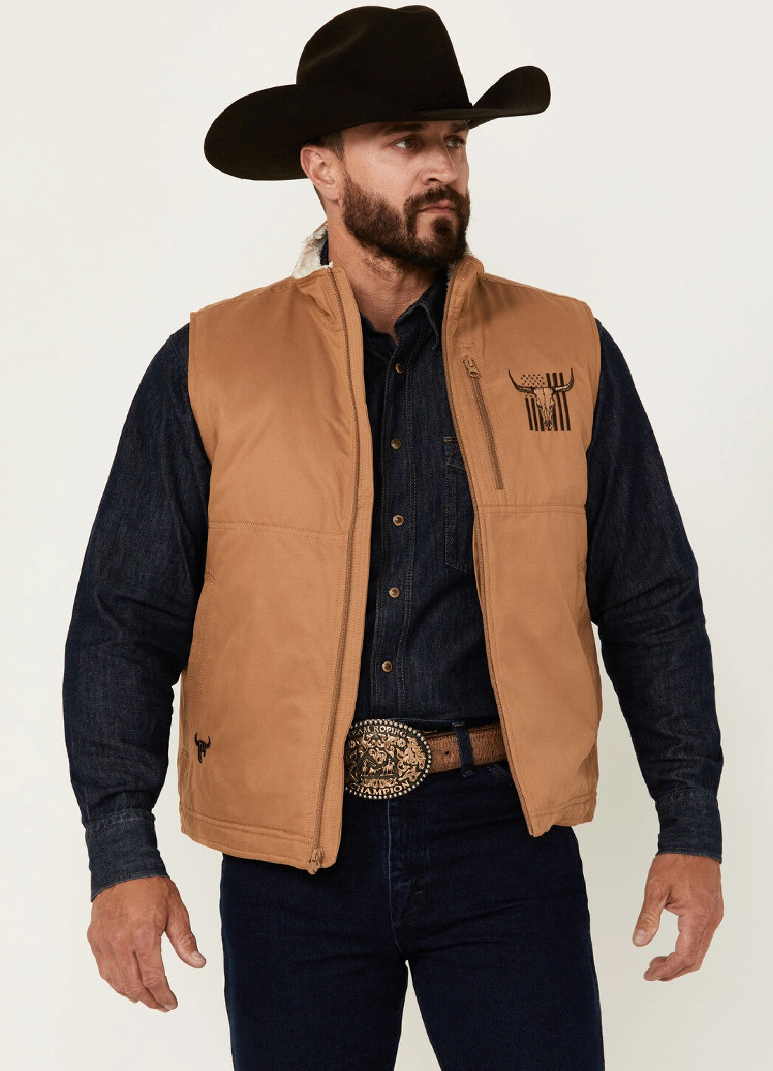 Mens Western Embroidered Concealed Carry Softshell Vest