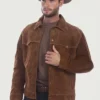 Modified Cafe Brown Suede Leather Jacket