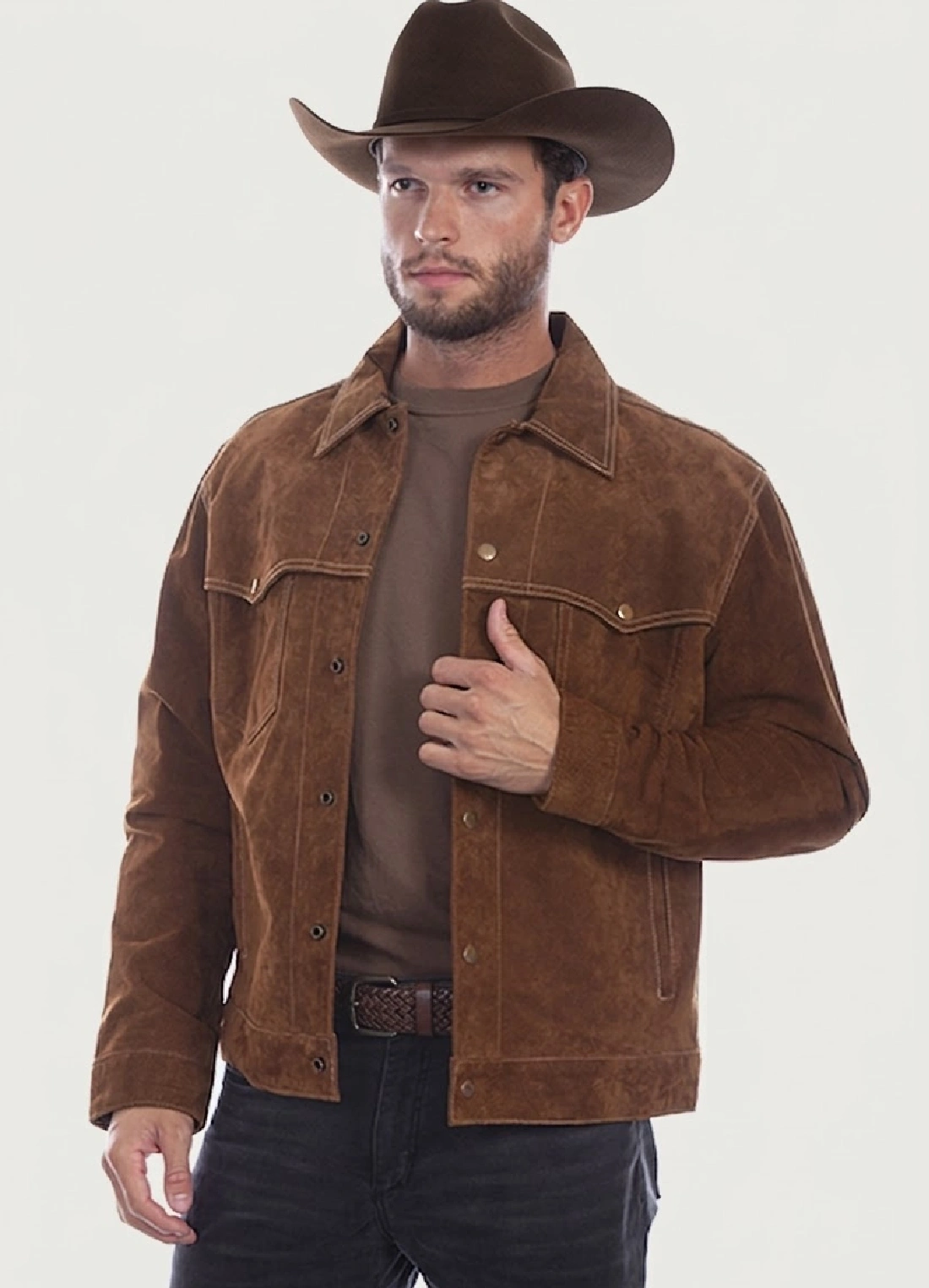 Modified Cafe Brown Suede Leather Jacket