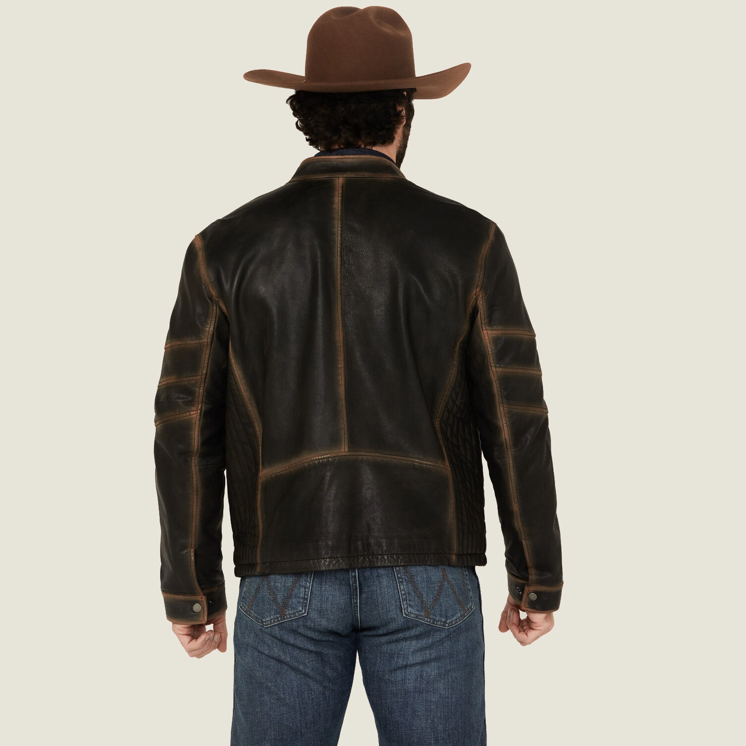 Alternative view of Rustic Burnished Western Moto Leather Jacket