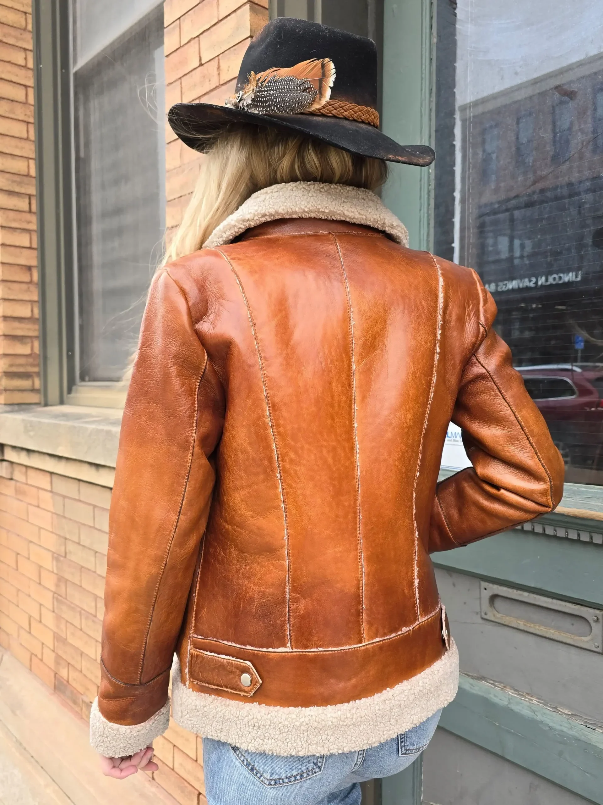 Sierra Womens Sherpa Lined Leather Jacket