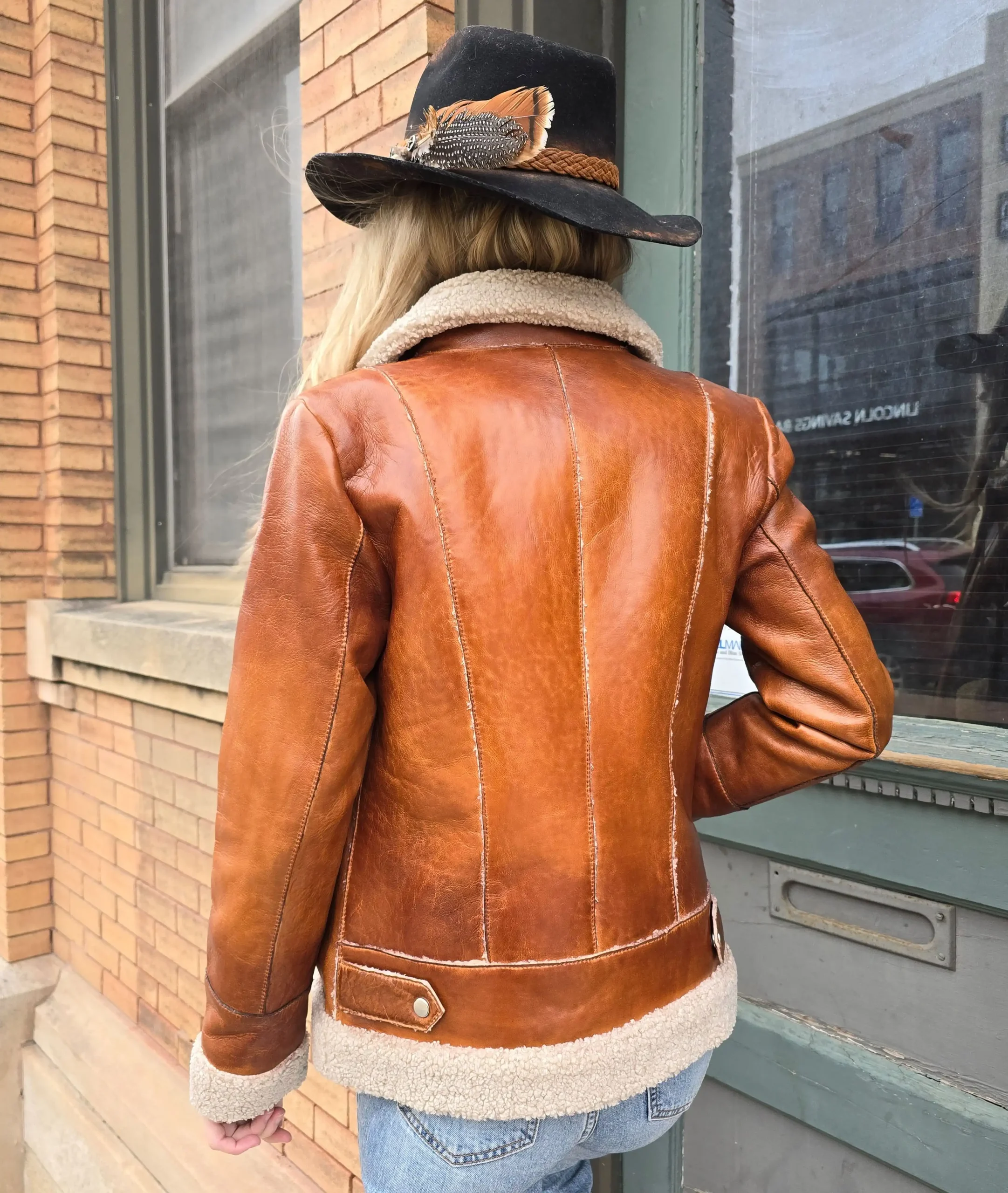 Sierra Womens Sherpa Lined Leather Jacket