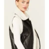 Women Avery Leather Shearling Aviator Vest