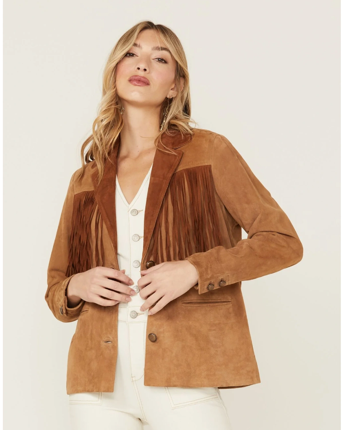 Women Lena Belle Suede Fringe Western Blazer