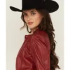 Womens Artisan Maroon Leather Jacket