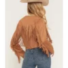 Womens DeLeon Suede Fringe Jacket