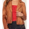 Womens Heritage Distressed Brown Leather Jacket