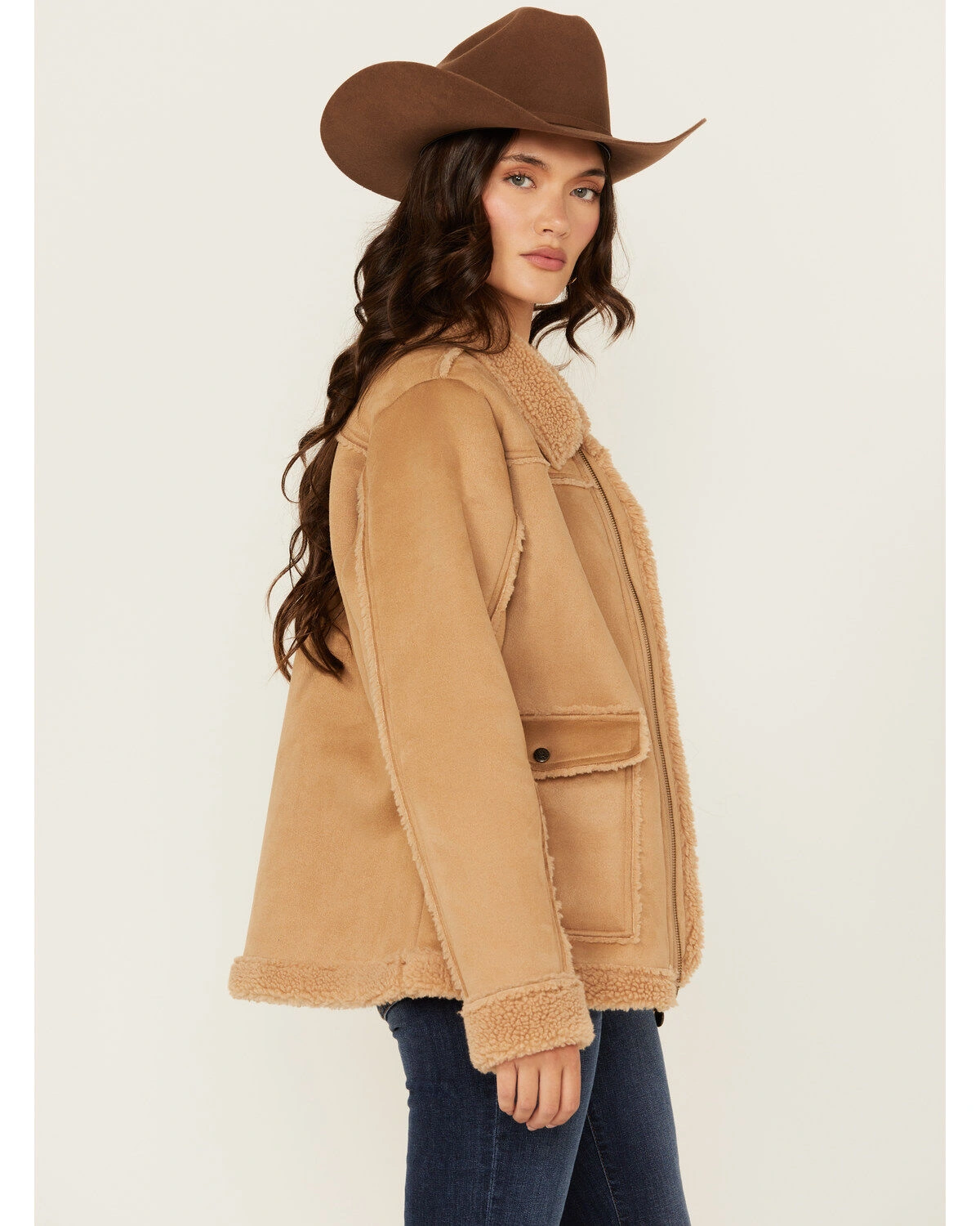 Womens Kimberly Tan Suede Jacket