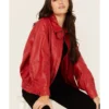 Womens Oversized Red Leather Jacket