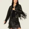 Womens Stella Midnight Fringe Leather Jacket