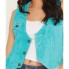 Womens Turquoise Suede Western Vest
